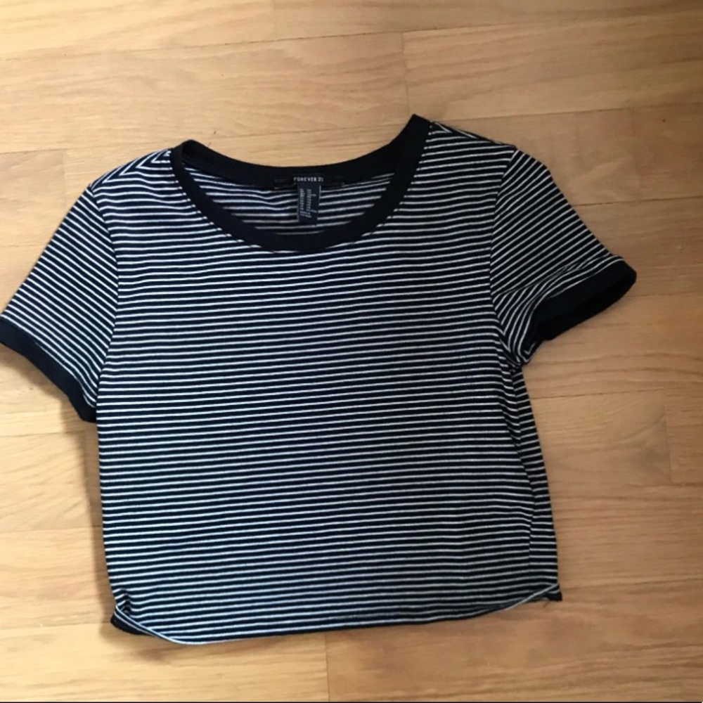 Black & White Striped Crop Top